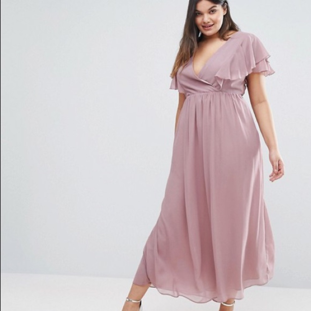 ❗️NEEDS ALTERATION❗️ASOS Curve Lilac Chiffon Dress